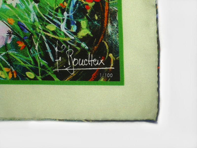 100% silk square "Bouquet vert"