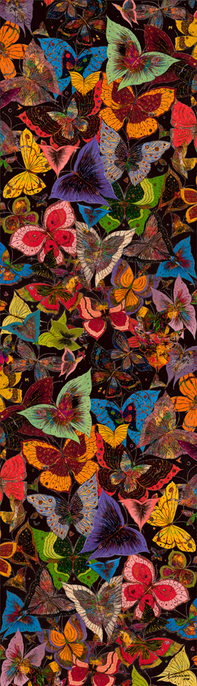 Echarpe - Foulard d'art en soie "Papillon"