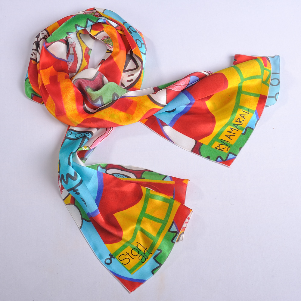 Silk art scarf 'Attraction'