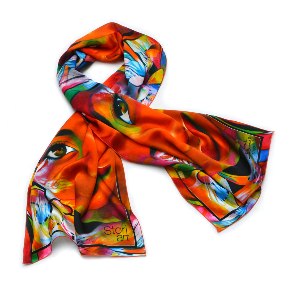Silk art scarf "l'amour sorcier"