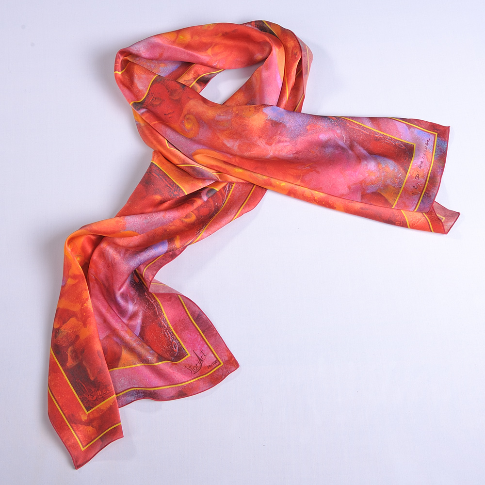 Silk art scarf 'Sun escapade'