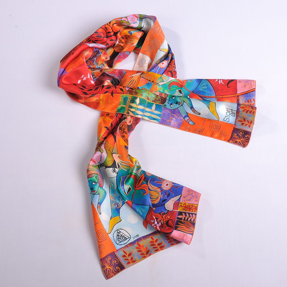 Echarpe - foulard d'art en soie 'Le danseur'