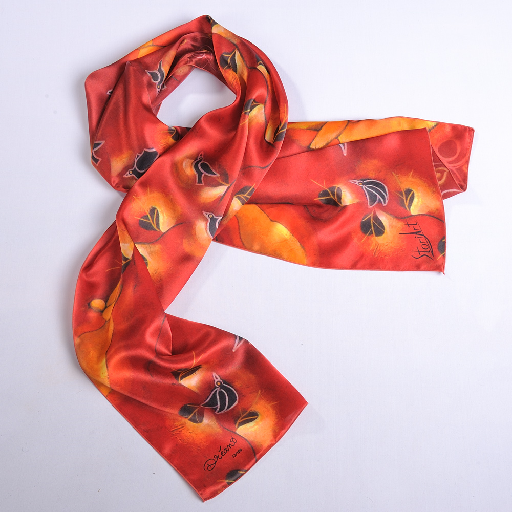 'Bouquet d'hirondelles' Silk art scarf