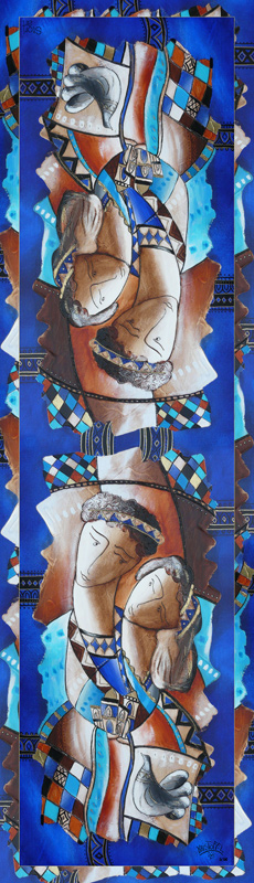 Silk art scarf "Notre bel amour"