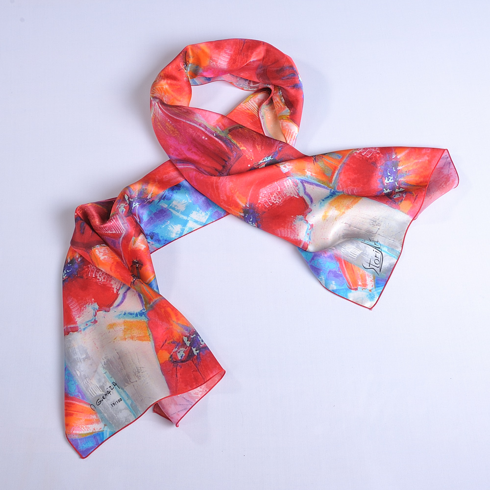 "Bouquet de tulipes" Silk art scarf