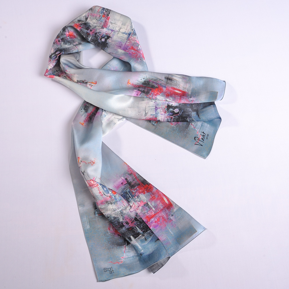 Silk art scarf 'La citÃ© des anges'