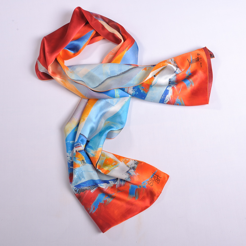 Silk art scarf 'Le départ'