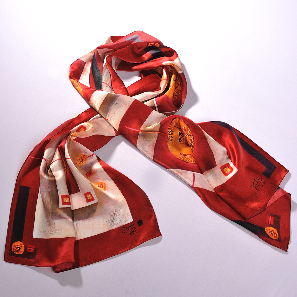 Silk art scarf "Nuit à Shanghai"
