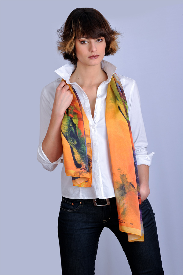 'Existence' Silk art scarf